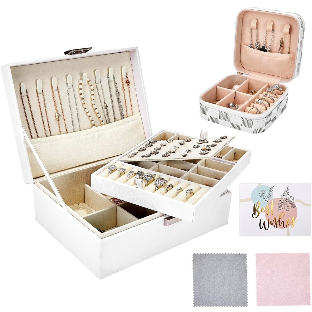 NWT Jewelry Box 2 Layer Jewelry Organizer Set Comes With Travel Case